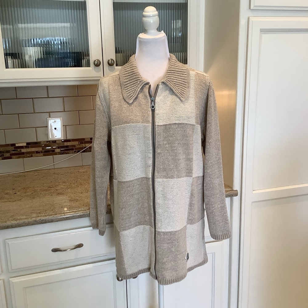 Blue Willli's Cream Knit Zip Sweater - Size Large